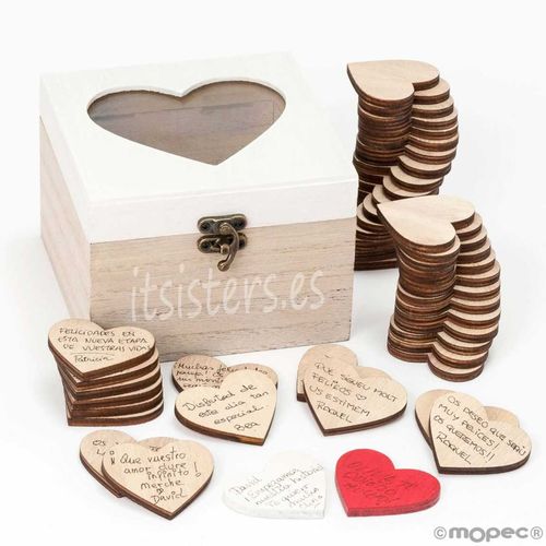 Caja de madera corazones de firmas